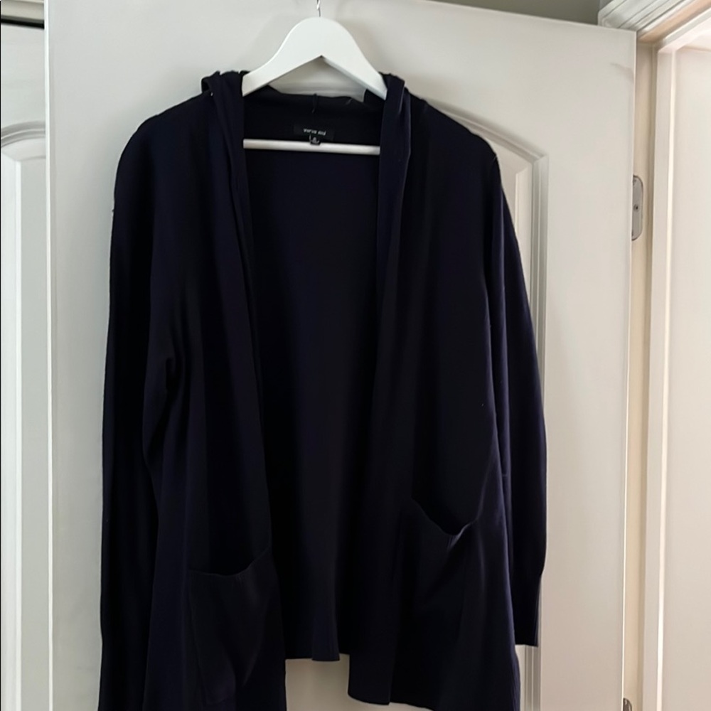 Verve Ami Blue Cardigan Soft Knit Open Front